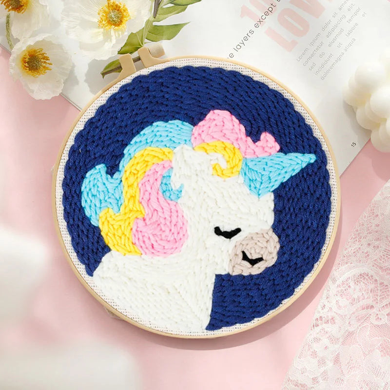 New Punch Needle Embroidery Kit with Yarn for Beginners Easy Embroidery DIY Needlework Wool Work Home Decor Custom Embroidery