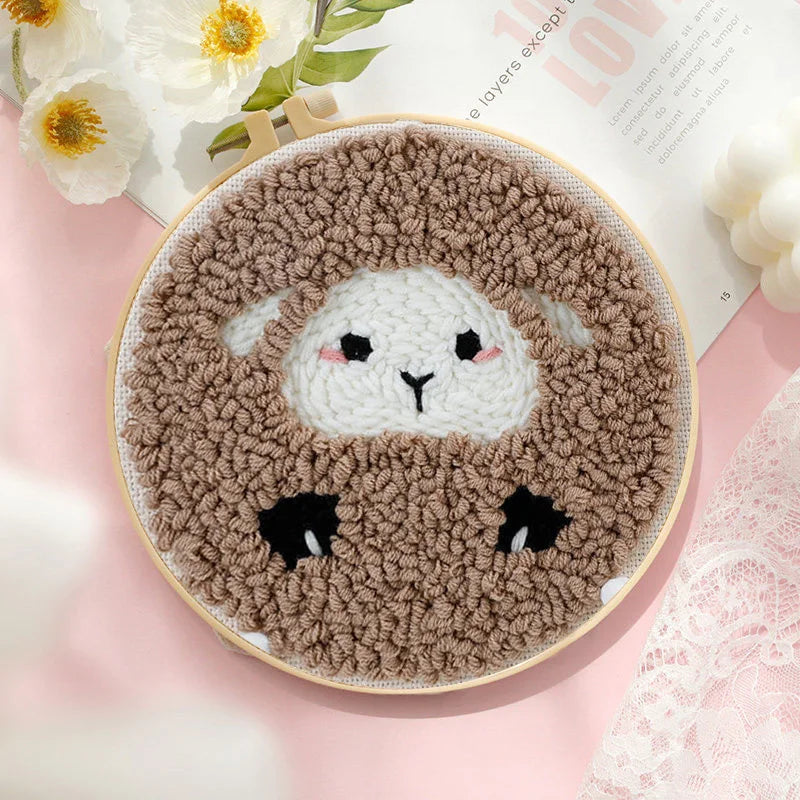 New Punch Needle Embroidery Kit with Yarn for Beginners Easy Embroidery DIY Needlework Wool Work Home Decor Custom Embroidery