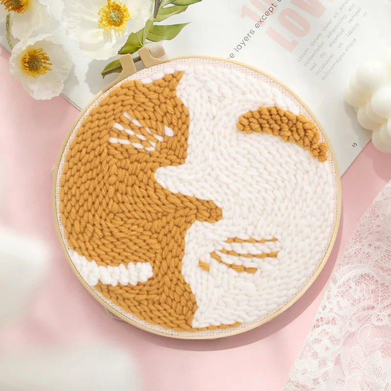 New Punch Needle Embroidery Kit with Yarn for Beginners Easy Embroidery DIY Needlework Wool Work Home Decor Custom Embroidery