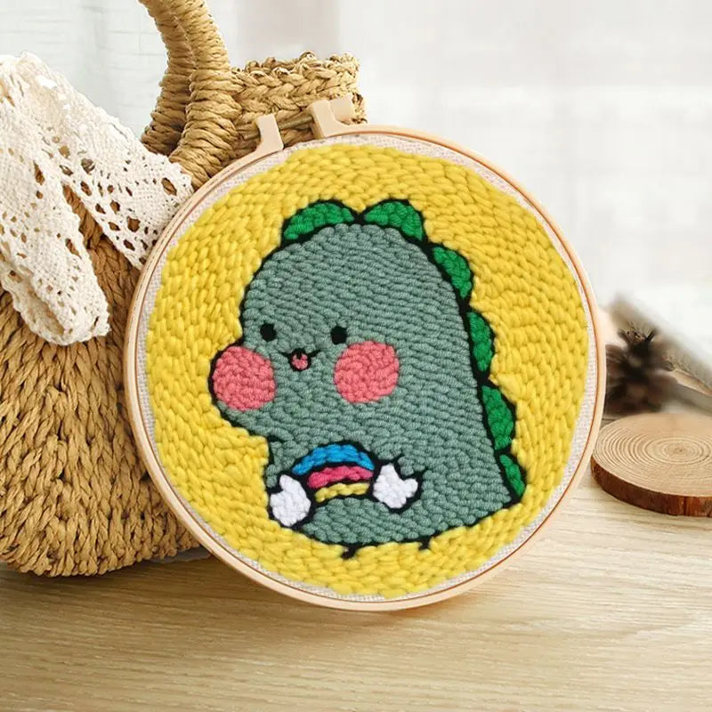 New Punch Needle Embroidery Kit with Yarn for Beginners Easy Embroidery DIY Needlework Wool Work Home Decor Custom Embroidery