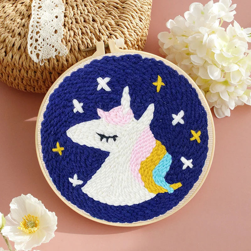 New Punch Needle Embroidery Kit with Yarn for Beginners Easy Embroidery DIY Needlework Wool Work Home Decor Custom Embroidery