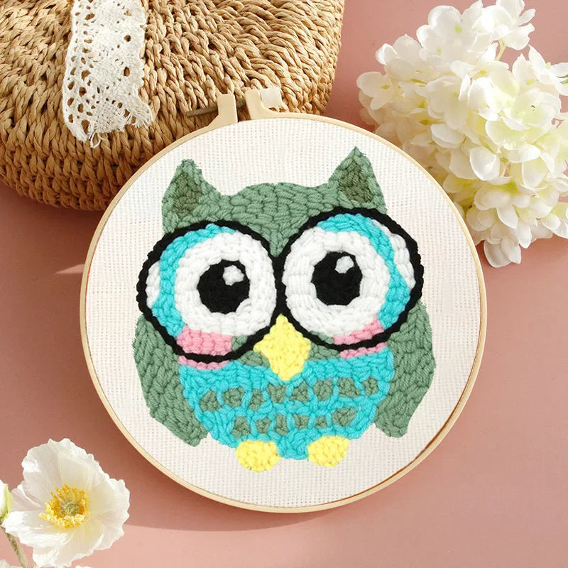 New Punch Needle Embroidery Kit with Yarn for Beginners Easy Embroidery DIY Needlework Wool Work Home Decor Custom Embroidery