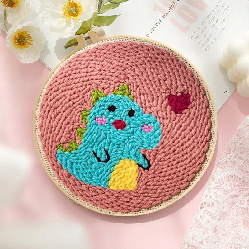 New Punch Needle Embroidery Kit with Yarn for Beginners Easy Embroidery DIY Needlework Wool Work Home Decor Custom Embroidery