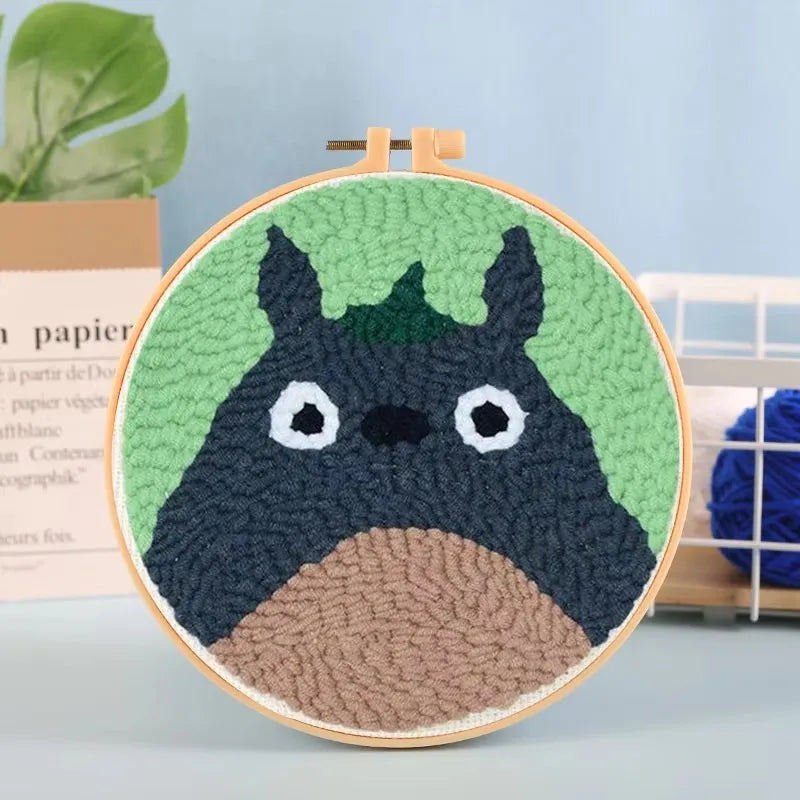 New Punch Needle Embroidery Kit with Yarn for Beginners Easy Embroidery DIY Needlework Wool Work Home Decor Custom Embroidery