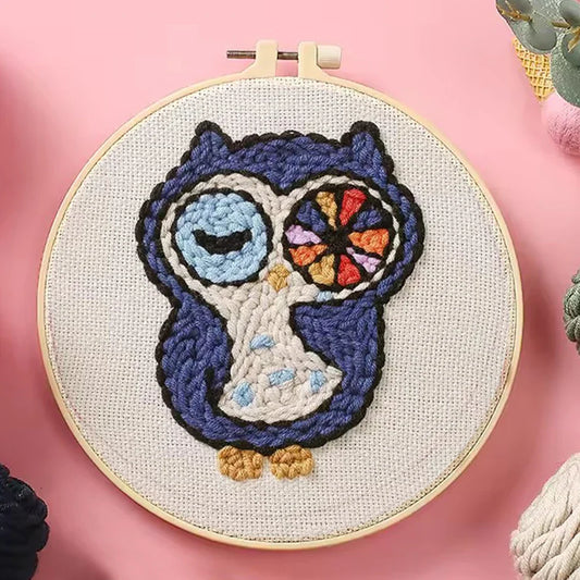 Owl Design Hoop - Punch Needle Kit