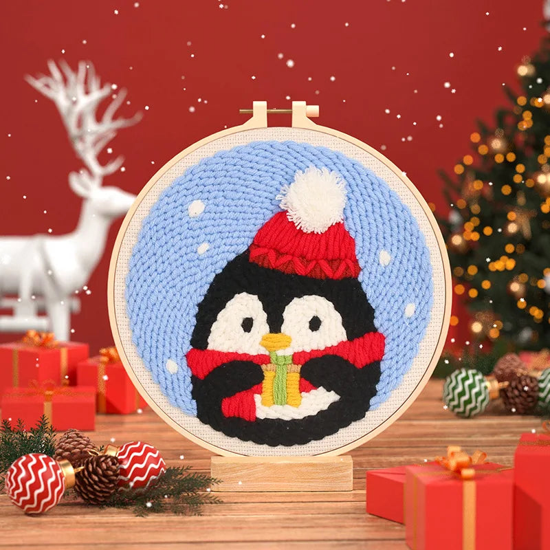 Penguin Christmas - Punch Needle Kit