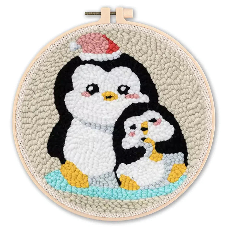 Penguin Embroidery - Punch Needle Kit