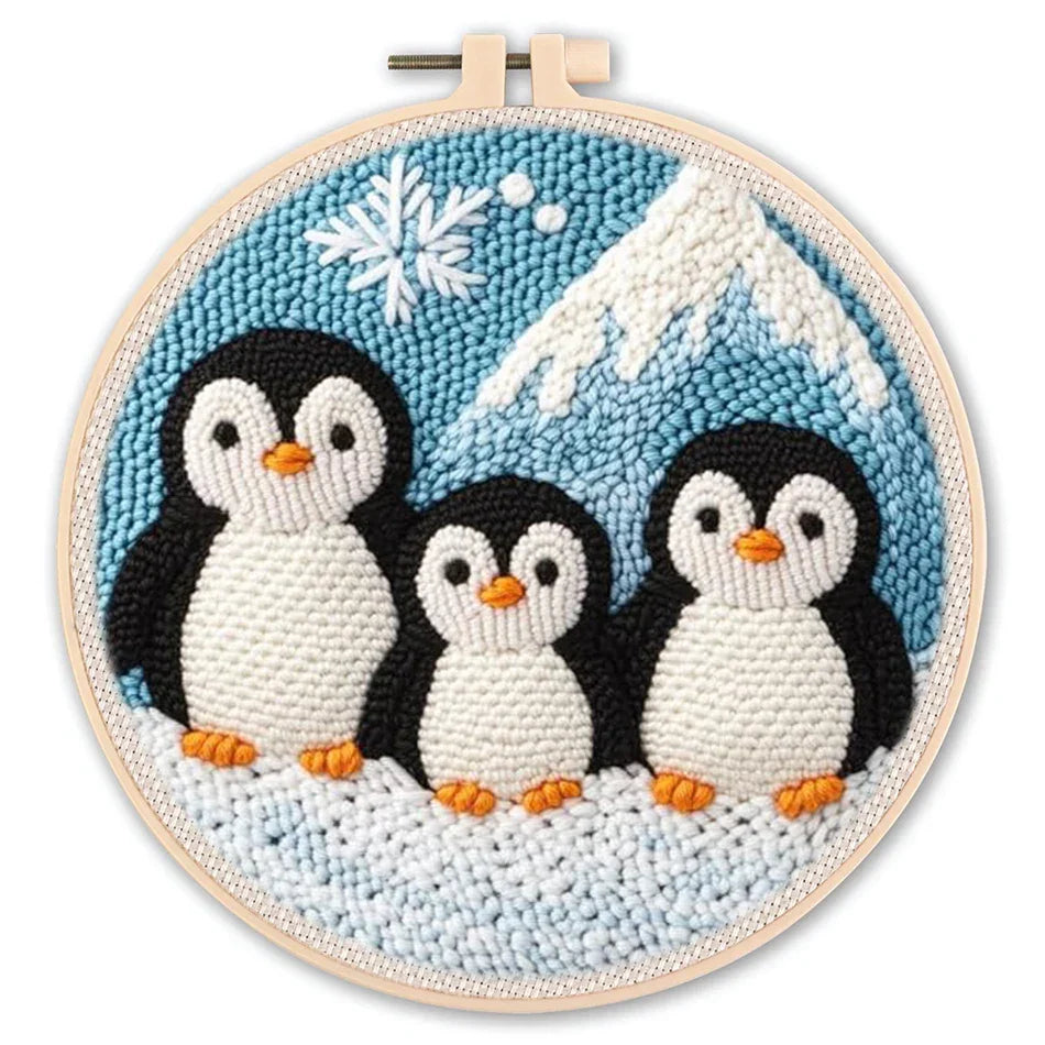 Penguin Trio - Punch Needle Kit