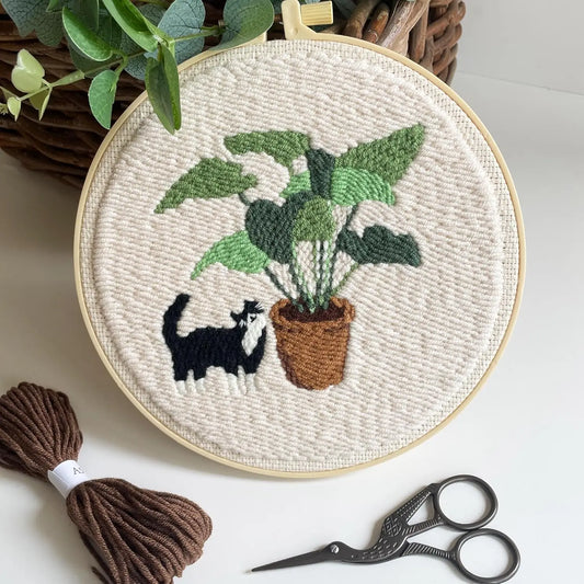 Plant And Cat - Punch Needle Kit