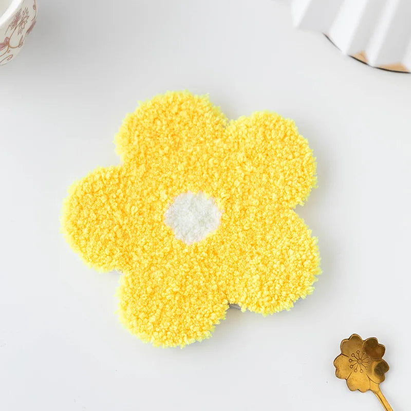 Punch Needle Coasters Set 3D French Maigic Needle For Embroidery Kit DIY Yarn Floral Tufted Mug Rug Kit Cross Stitch Coaster