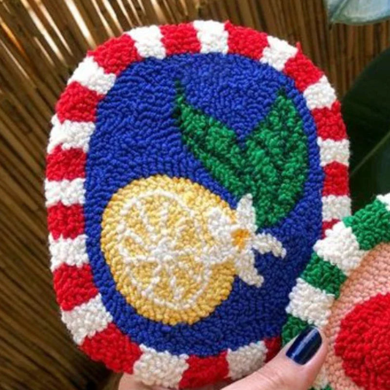 Punch Needle Coasters Set 3D French Maigic Needle For Embroidery Kit DIY Yarn Floral Tufted Mug Rug Kit Cross Stitch Coaster