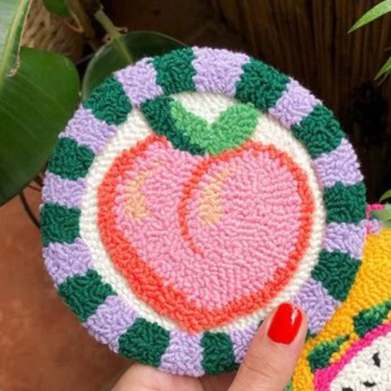 Punch Needle Coasters Set 3D French Maigic Needle For Embroidery Kit DIY Yarn Floral Tufted Mug Rug Kit Cross Stitch Coaster