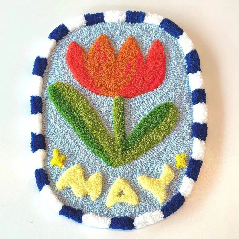 Punch Needle Coasters Set 3D French Maigic Needle For Embroidery Kit DIY Yarn Floral Tufted Mug Rug Kit Cross Stitch Coaster