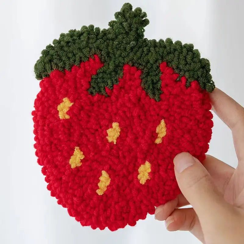 Punch Needle Coasters Set 3D French Maigic Needle For Embroidery Kit DIY Yarn Floral Tufted Mug Rug Kit Cross Stitch Coaster