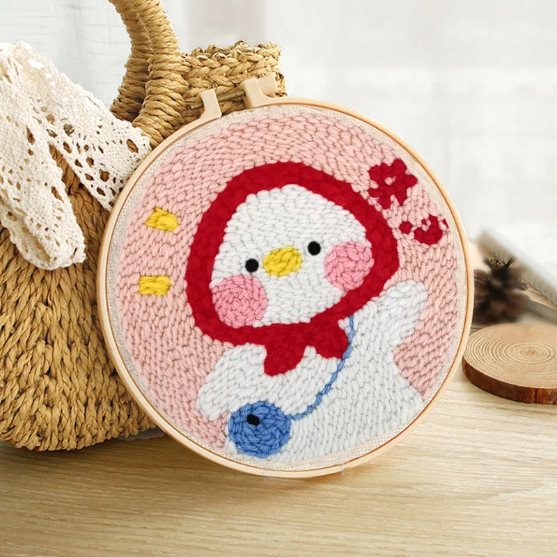 Punch Needle Embroidery Starter Kits For Adults Beginners Punch Needle Fabric Yarns Embroidery Hoops Diy Crafts Home Decor Gift