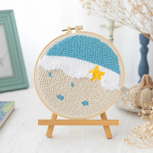 Crescent Moon and Clouds | DIY Punch Needle Craft Kit