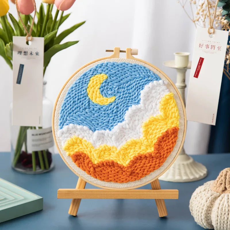 Moon & Clouds | DIY Punch Needle Craft Kit