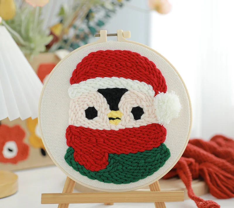 Santa Penguin Christmas - Punch Needle Kit