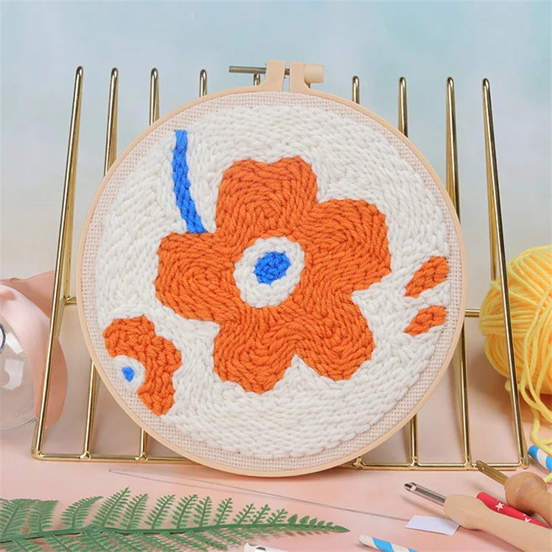 Scenery Moon Punch Needle Embroidery Starter Kits DIY Craft Set Rug Hooking Punch Needle Tool With Threader Fabric Wool Yarn