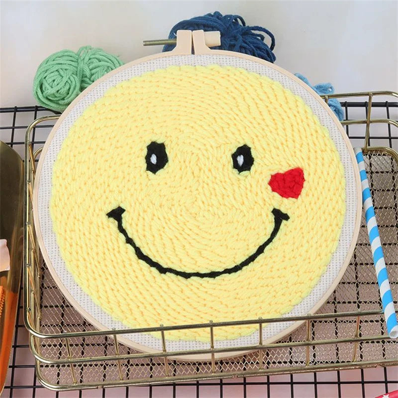 Scenery Moon Punch Needle Embroidery Starter Kits DIY Craft Set Rug Hooking Punch Needle Tool With Threader Fabric Wool Yarn