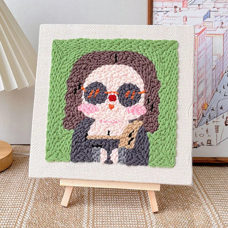 Square Punch Needles Start Kit Beginner Embroidery Painting Craft Set with Adjustable Punch Needle Yarn Home Decor Best Gift