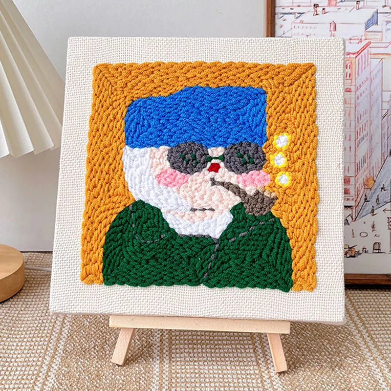 Square Punch Needles Start Kit Beginner Embroidery Painting Craft Set with Adjustable Punch Needle Yarn Home Decor Best Gift