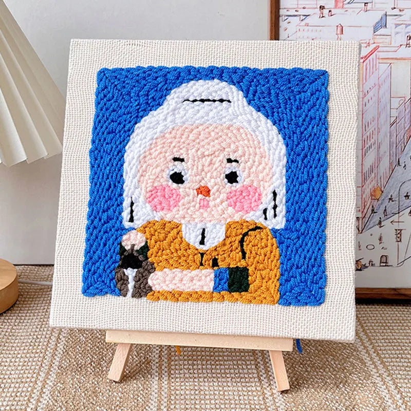 Square Punch Needles Start Kit Beginner Embroidery Painting Craft Set with Adjustable Punch Needle Yarn Home Decor Best Gift