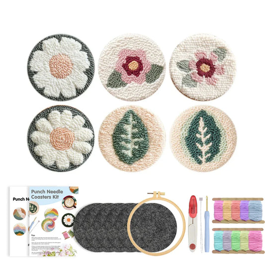 Tufted Flower Coasters - Punch Needle Kit