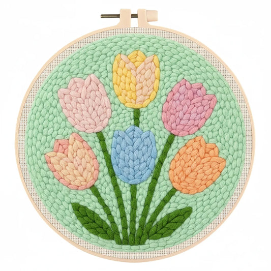Tulip Pattern Hoop - Punch Needle Kit